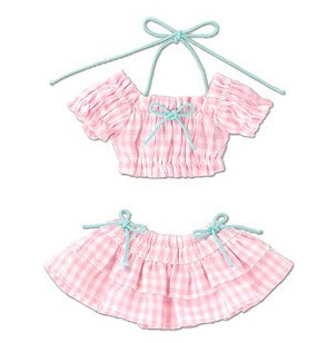 Gingham Check Puff Sleeve Bikini Set (Pink Plaid), Azone, Accessories, 1/6, 4560120200248